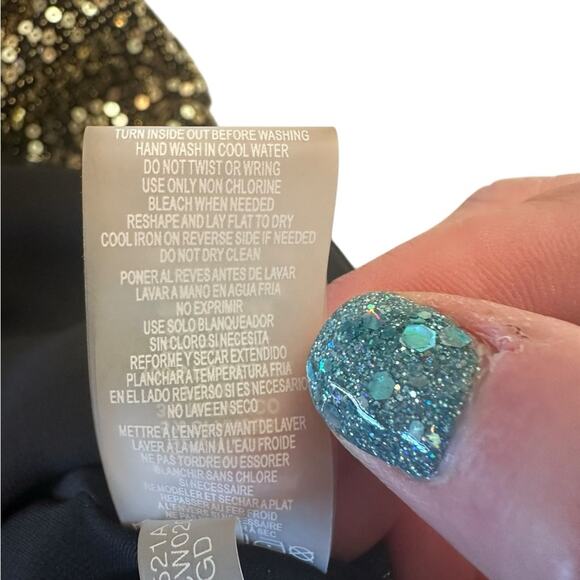 Calvin Klein Gold Sparkle Draped tank top petite large holiday new year - Picture 8 of 8